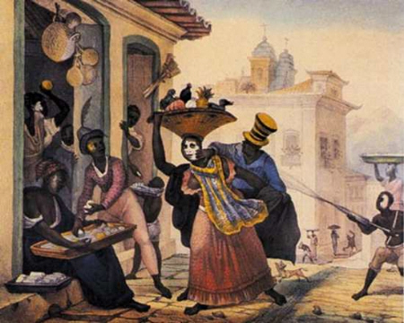 Aos negros era permitido adaptar em seus guetos a lambança de água e farinha dos entrudos - Jean Baptiste Debret